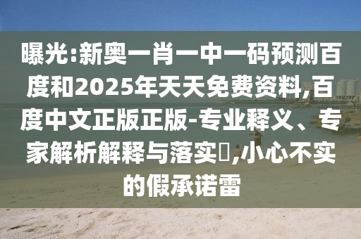 曝光:新奥一肖一中一码预测百度和2025年天天免费资料,百度中文正版正版-专业释义、专家解析解释与落实,小心不实的假承诺雷